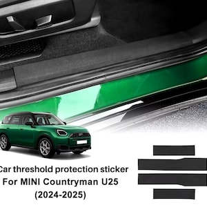 4PCS Car Door Sill Stickers Threshold Protector PU Leather, Carbon, Suede Texture Decals Accessories For Mini Countryman U25 2024 2025