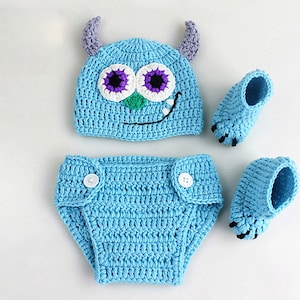 Déguisement tricoté pour bébé mignon tenue monstre d'Halloween nouveau-né 0-3 mois