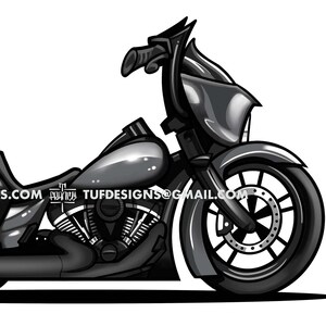 Bagger motorcycle artwork: Cartoon style drawing - Digital download (JPG, PNG files)