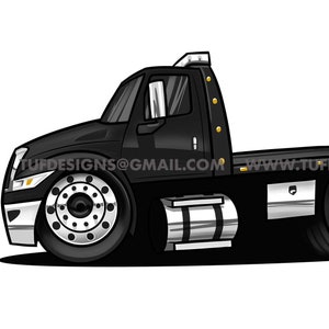 Flatbed truck drawing, tow truck artwork, trucking company logo, trucker design, digital download, png file, cartoon illustration