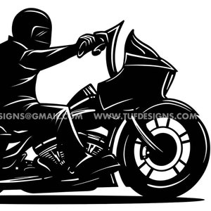 Pode incluir: Silhueta preta e branca de uma pessoa a andar de moto. A moto tem um pára-brisas grande e um assento único. O condutor está a usar um capacete e luvas.