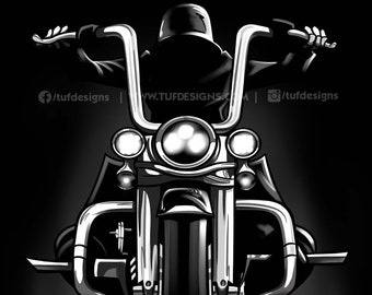 Ghost Biker Riding Cholo Style Vicla Motorcycle Artwork