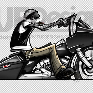 Skeleton Biker on Bagger Motorcycle Digital Artwork image 3