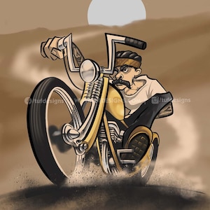 Bike rider drawing, chopper artwork, Harley Davidson motorcycle, outlaw biker, cartoon illustration, png bike design, brotherhood art