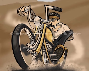 Biker riding chopper motorcycle drawing brotherhood outlaw clipart logo design