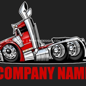 Big Rig Cartoon Zeichnung, Sattelzugmaschine png, Peterbilt LKWs, Speditionslogodesign, anpassbare Fernlastfahrergrafik, LKW-Fahrerkunst