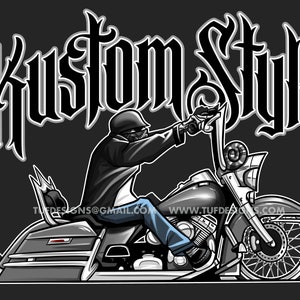 PNG motorcycle artwork, personalized cholo style Harley logo design