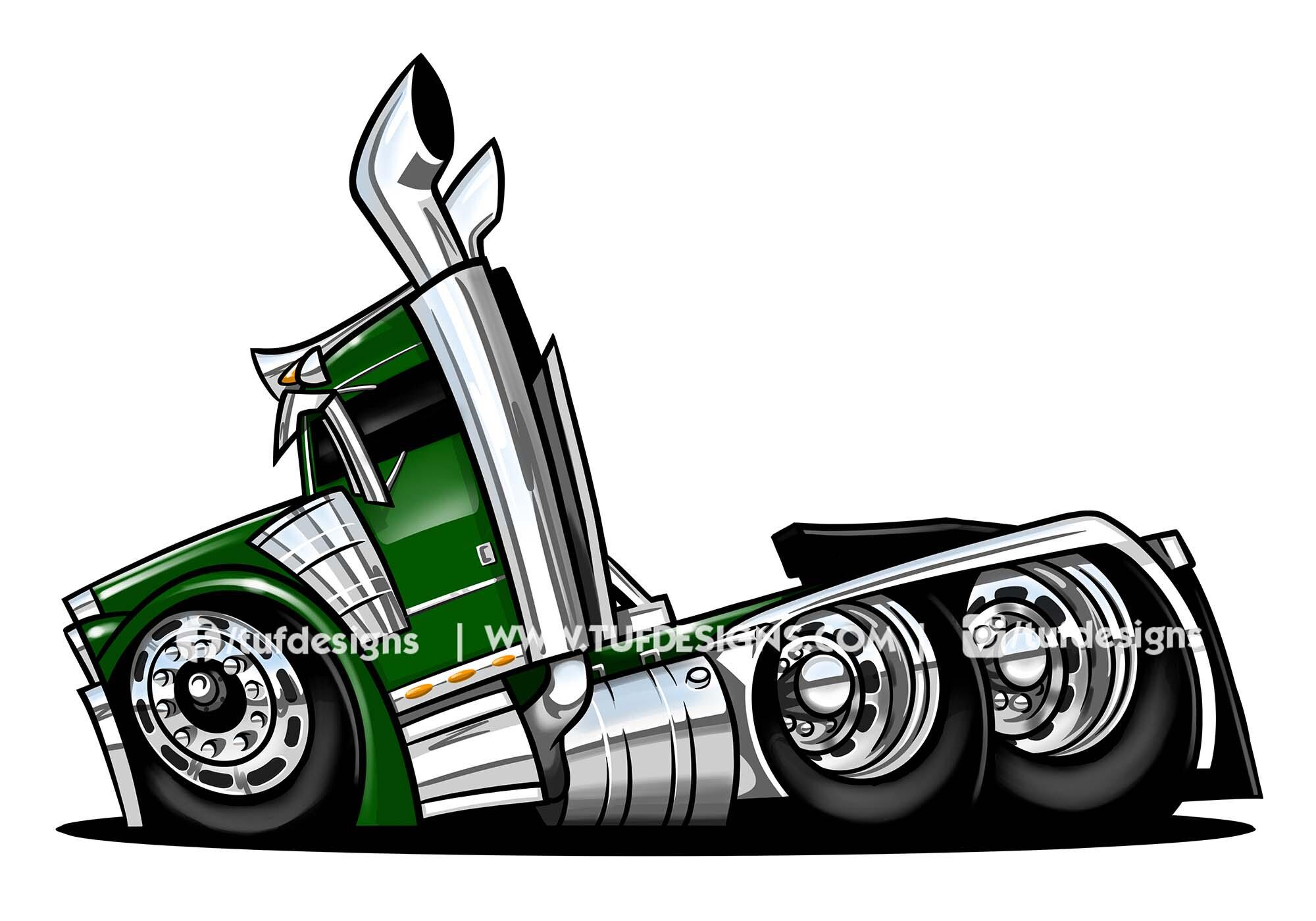 Big Rig Drawing: Semi Truck Digital Artwork (jpg and Png Files) - Etsy ...
