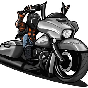 May include: Illustration of a motorcycle with a rider. The motorcycle is gray and black with a large front fairing and a wide front tire. The rider is wearing a black helmet and a plaid shirt. The image includes the text "www.TUFDESIGN.com" and "TUFDESIGNS@GMAIL.COM".
