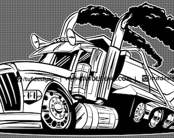 SVG Lowered Dump Truck Vector Art Digital Drawing