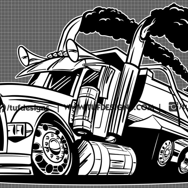 SVG Lowered Dump Truck Vector Art Digital Drawing