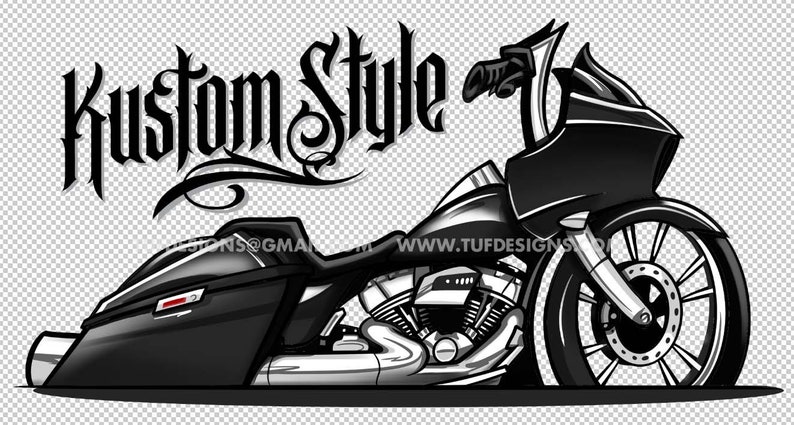 Black bagger motorcycle personalized artwork biker logo design image 3