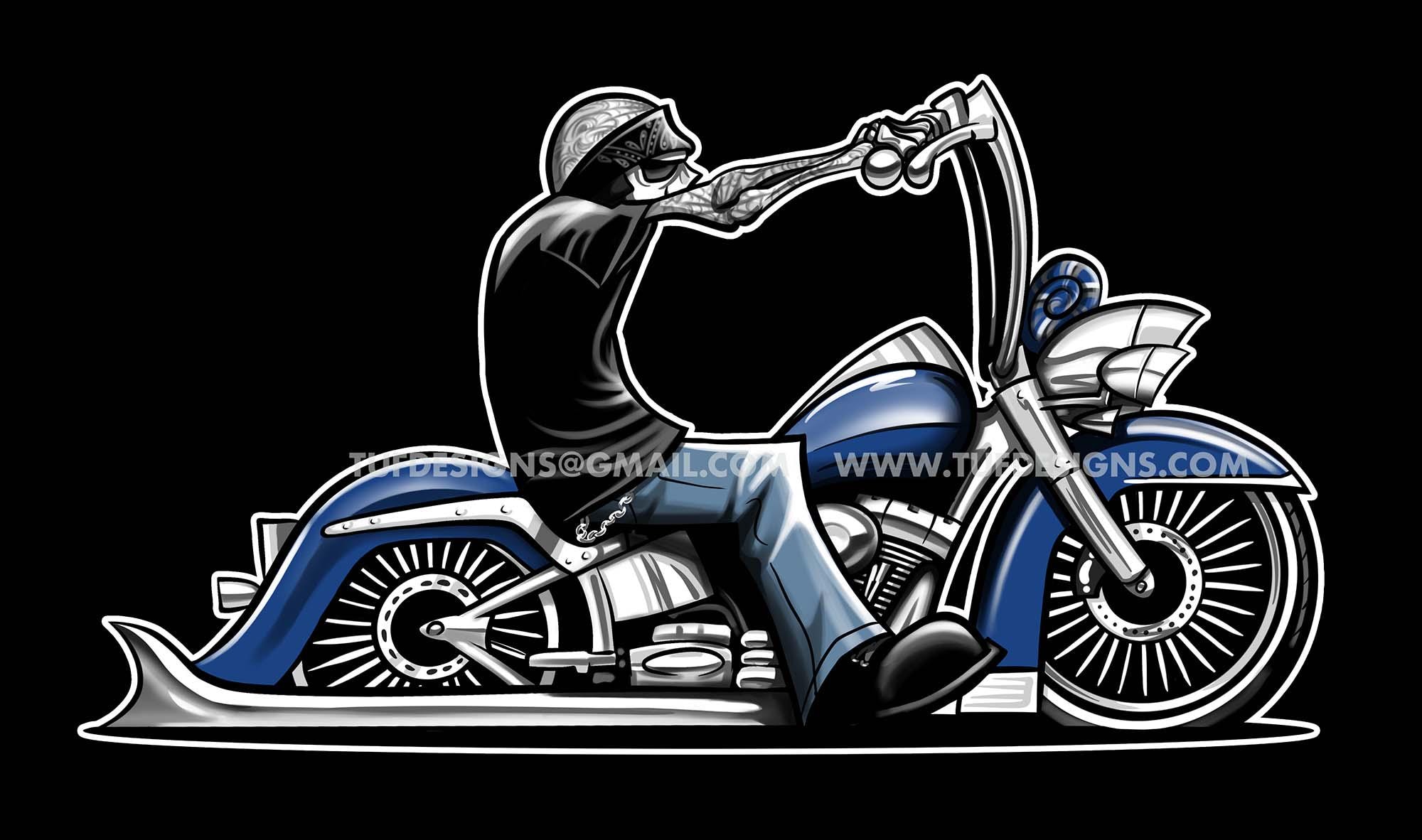 スケルトンがバイクに乗っている絵、ハーレーダビッドソンの