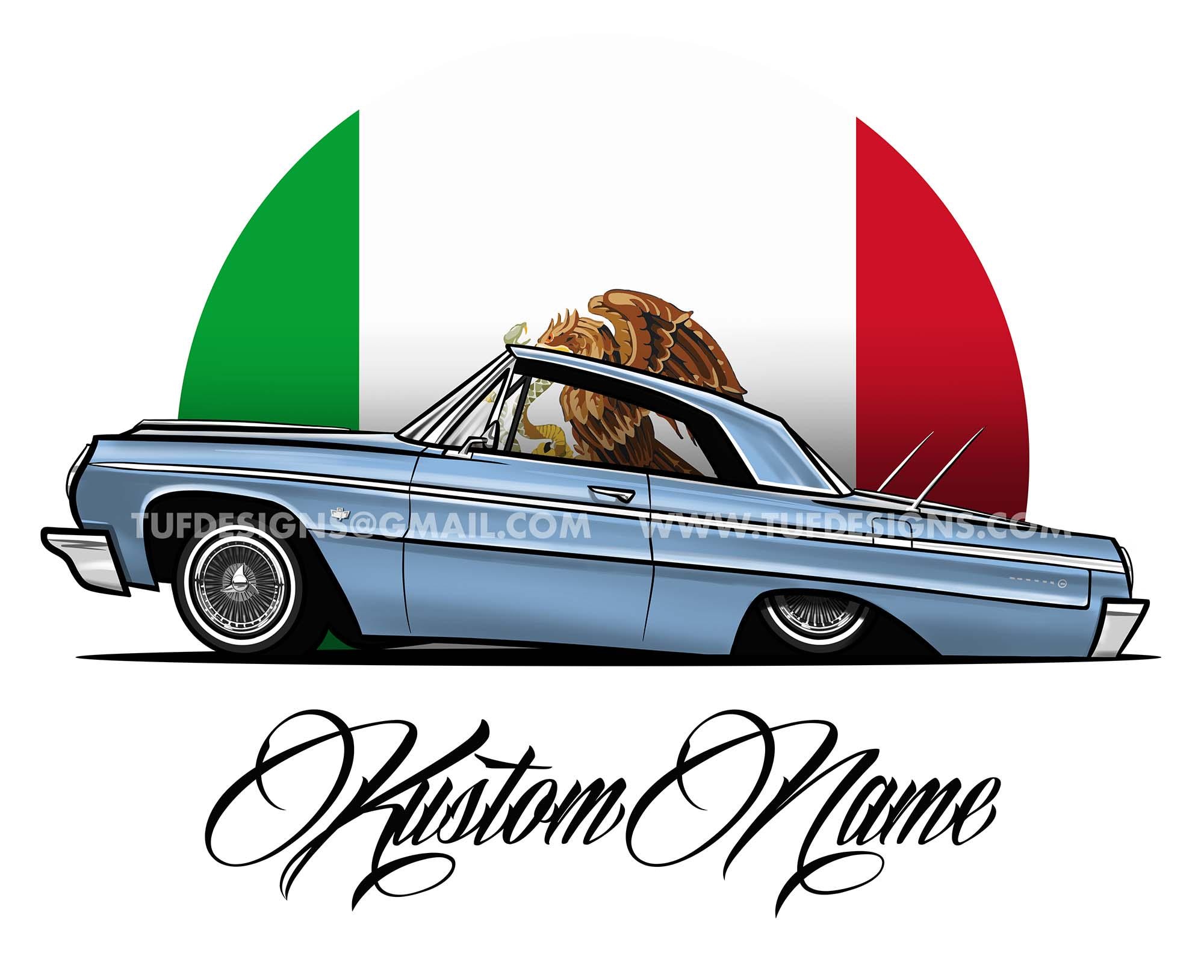 64 インパラのアートワーク、ローライダーの絵、パーソナライズされた