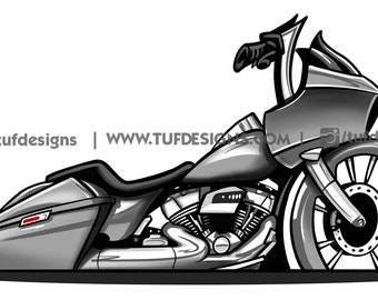 Motorcycle Drawing Gray Bagger Digital Art Illustration