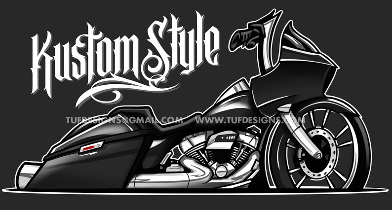 Black bagger motorcycle personalized artwork biker logo design image 2