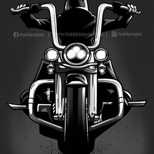 Ghost Biker Riding Cholo Style Vicla Motorcycle Artwork image 2