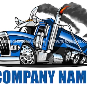 Ilustración de camión volquete, dibujo de Peterbilt, nombre personalizado, logotipo de empresa constructora, ilustración de dibujos animados, diseño PNG, gráficos de camionero