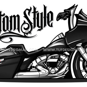 Black bagger motorcycle personalized artwork biker logo design image 1