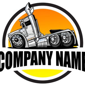 Diseño de camión semirremolque personalizado, logotipo de empresa de camiones, obra de arte de camionero, dibujo animado de Peterbilt, camión de gran tamaño personalizado, diseño png de conductor de camión