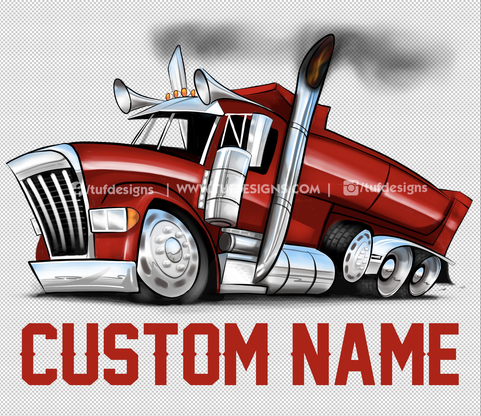 Red Semi Truck Art Personalized Lowered Dump Truck Artwork Etsy