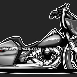 May include: A silver motorcycle with a large windshield and saddlebags. The motorcycle has a detailed engine and a large rear tire.