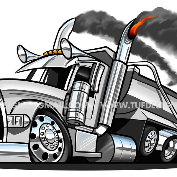 White dump truck construction company logo design semi illustration digital artwork
