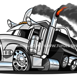 Dump truck drawing, construction company logo, peterbilt trucks, cartoon illustration, png file, truck driver graphics, trucking clip art