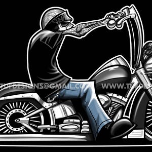 Motorcycle drawing, harley davidson png, skeleton biker illustration, bike rider graphics, softail, motorbike clip art, workshop logo