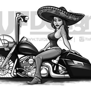 Vélo Lowrider Chicana Biker Art Cholo Style moto lowrider