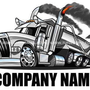 White Semi Truck Art Personalized Lowered Dump Truck Artwork image 1