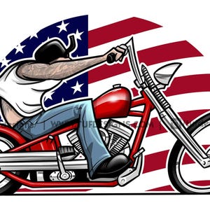 Chopper drawing, motorcycle artwork, harley davidson design, bike rider png, motorbike clip art, 4th of July graphics, american flag