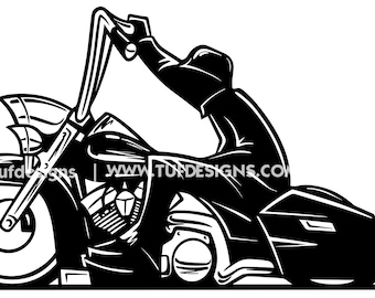 Cholo Biker Riding Low Rider Bagger Motorcycle SVG Vector Art