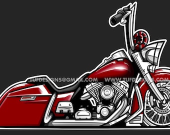 Red cholo style motorcycle artwork drawing biker vicla logo design