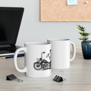 Borracho biker white coffee mug cholo style vicla motorcycle artwork design image 2