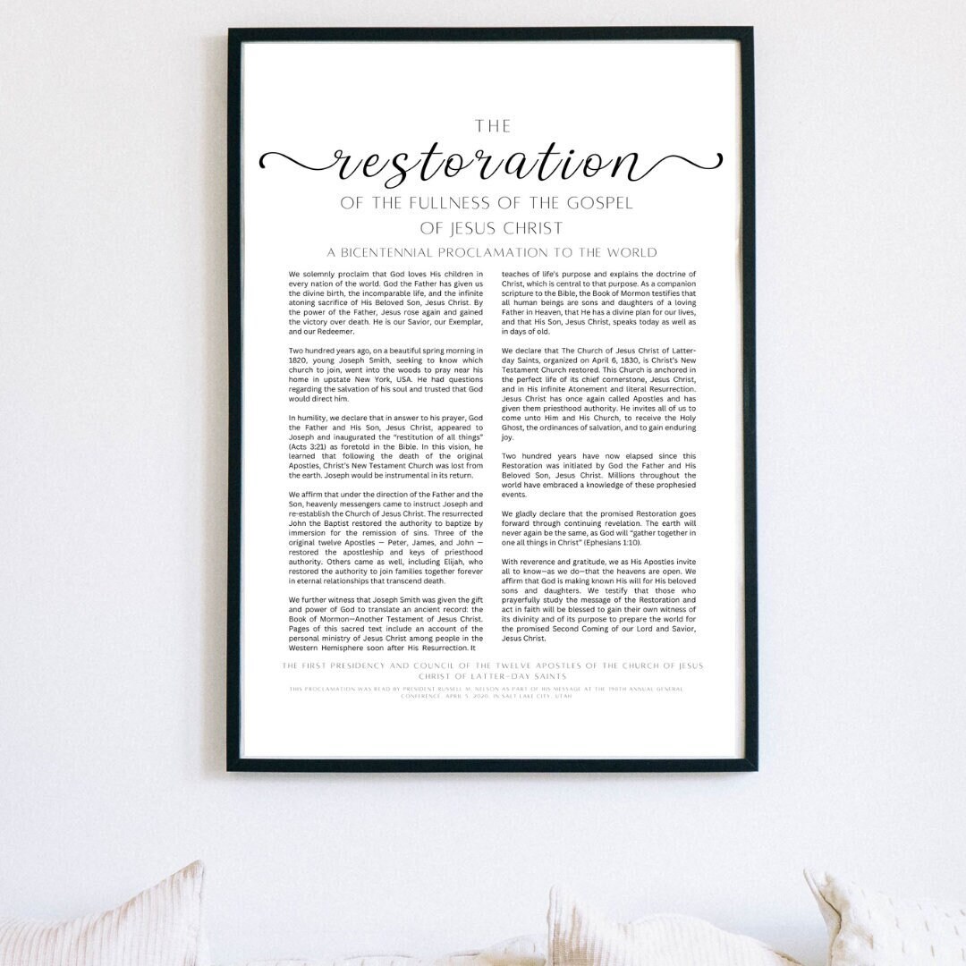 The Restoration Digital Printable LDS Printable Poster Church of Jesus ...