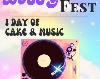 Cartel de bienvenida del festival, cartel de fiesta de cumpleaños del festival retro, cartel de fiesta del festival de música - PDF imprimible