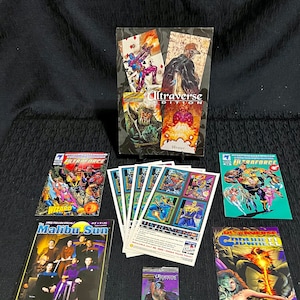 Coleção Malibu Comics Ultraverse Ultraforce Lote de 10. # 01A, # 01B, cartões promocionais, revista Malibu Preview e muito mais