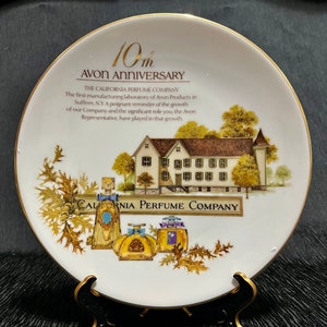 Vtg Avon “California Perfume Company” 10th Anniversary 22k Gold Trim Collectible Plate 1987 NIB