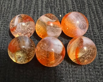 Wunderschöne Peltier Rainbo Sunset Marbles Lot von 6. Vintage vor 1970