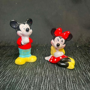 Disney Minnie e Mickey Mouse Saleiros e Pimenteiros Cerâmicos Vintage Agradáveis Limpos