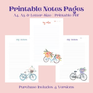 Printable Minimalistic Stationary Lined Notes Pages; Instant Download PDF; A4/A5/Letter Size