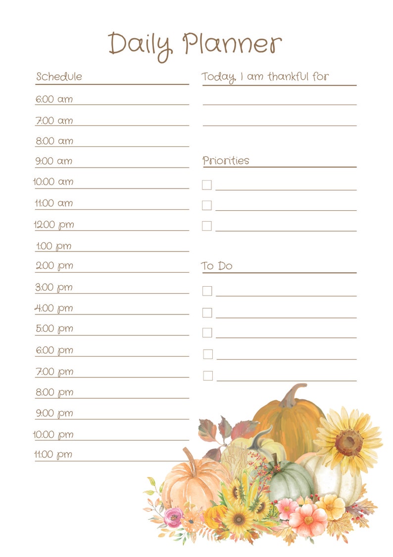 Fall Inspired Daily Planner; Instant Download; Printable and Fillable ...