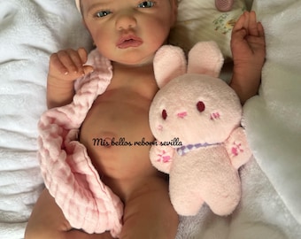 完全シリコン製リボーンベビードール 女の子 ブルー 17インチ (44 cm