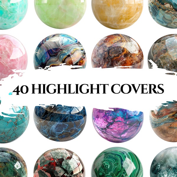 aesthetic instagram highlight covers, DIGITAL DOWNLOAD, natural semiprecious stone 40 count bundle, semi-precious gemstone