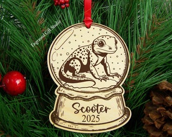 Leopard Gecko Ornament Personalized Gift With Pet's Name, Pet Lizard Memorial Christmas Ornament, Cute Reptile Christmas Gift, Lizard Owner