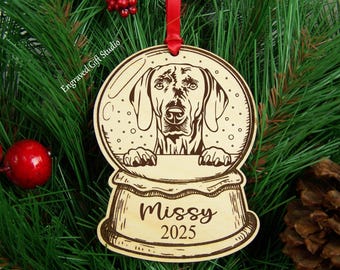 Weimaraner Dog Ornament Personalized Christmas Ornament Dog Lover Gift, Hunting Dog Gift, Dog Mom Pet Loss Memorial Gift Wood Keepsake Art