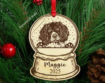 English Springer Spaniel Christmas Ornament Dog Name Personalized Dog Memorial Christmas Tree Decor, Pet Loss Sympathy Art Dog Lover Gift