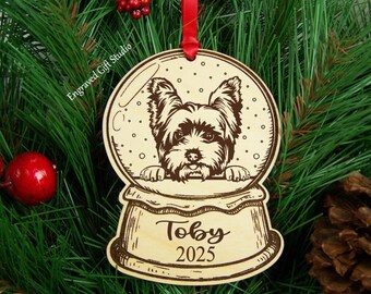 Yorkie Ornament, Yorkshire Terrier Dog Christmas Ornament Sign, Mom Dad Memorial Sympathy Gift, Custom Personalized Pet Gift for Dog Owner