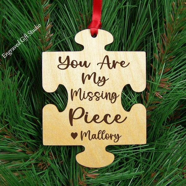 You Are My Missing Piece Personalized Christmas Ornament, Puzzle Piece Ornament Love Keepsake, Boyfriend Girlfriend Gift, Couples Ornament